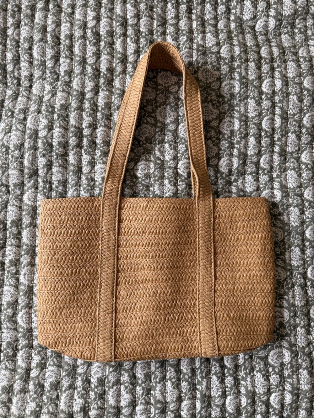 Draper James Woven Tote in Tan 15” x 10”